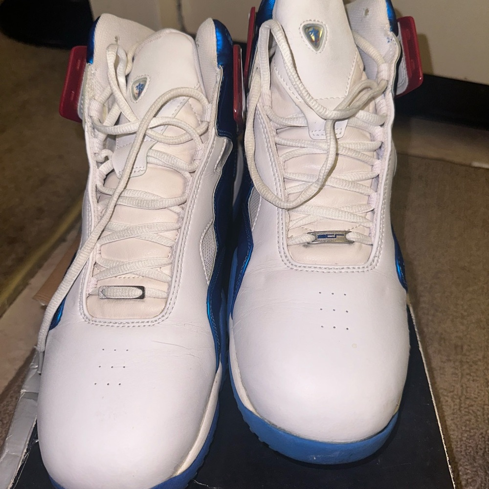 Reebok White and Blue High-Top Sneakers